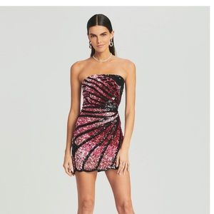 Retrofete Butterfly Arabelle Pink and black sequin dress